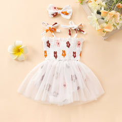 Floral Princess Girls Romper Dress – Soft Cotton Blend Outfit