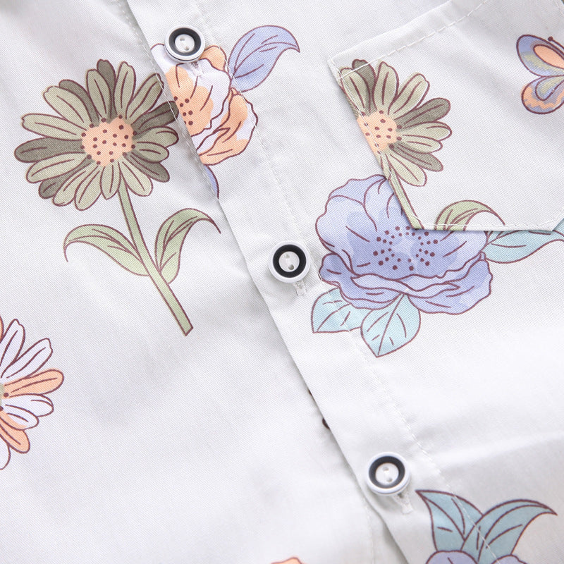 Floral Boys Shirt and Shorts Set – Lightweight Cotton Summer Outfit for Kids