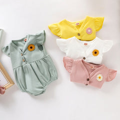 Flower Everyday Baby Girls Romper – Soft Cotton Comfy Outfit for Infants and Toddlers
