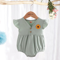 Flower Everyday Baby Girls Romper – Soft Cotton Comfy Outfit for Infants and Toddlers