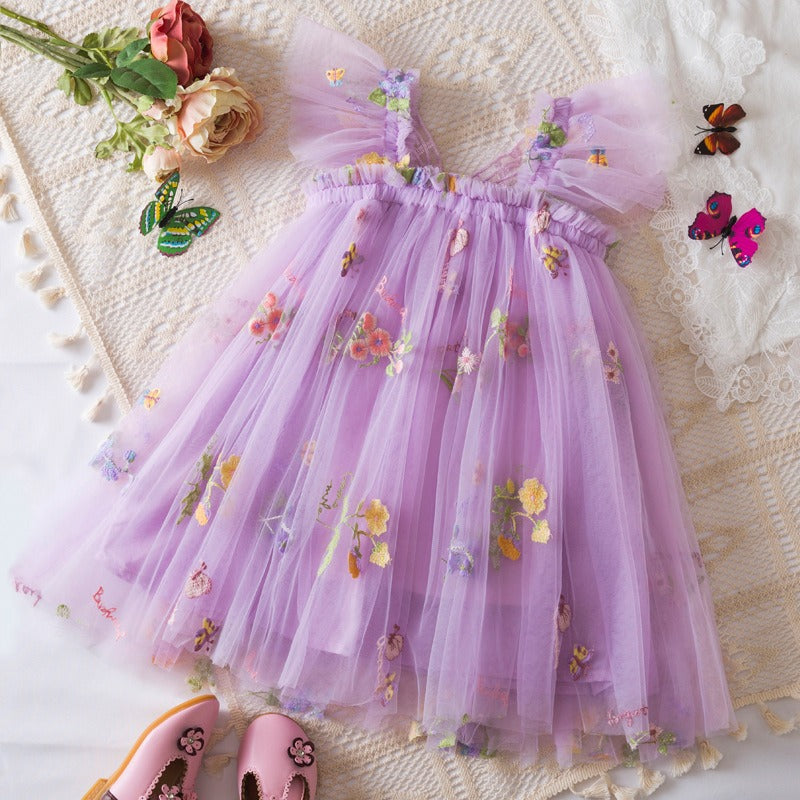 Flutter Wings Girls Elegant Cotton Blend Dress – Party and Casual Wear