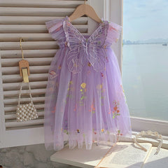 Flutter Wings Girls Elegant Cotton Blend Dress – Party and Casual Wear