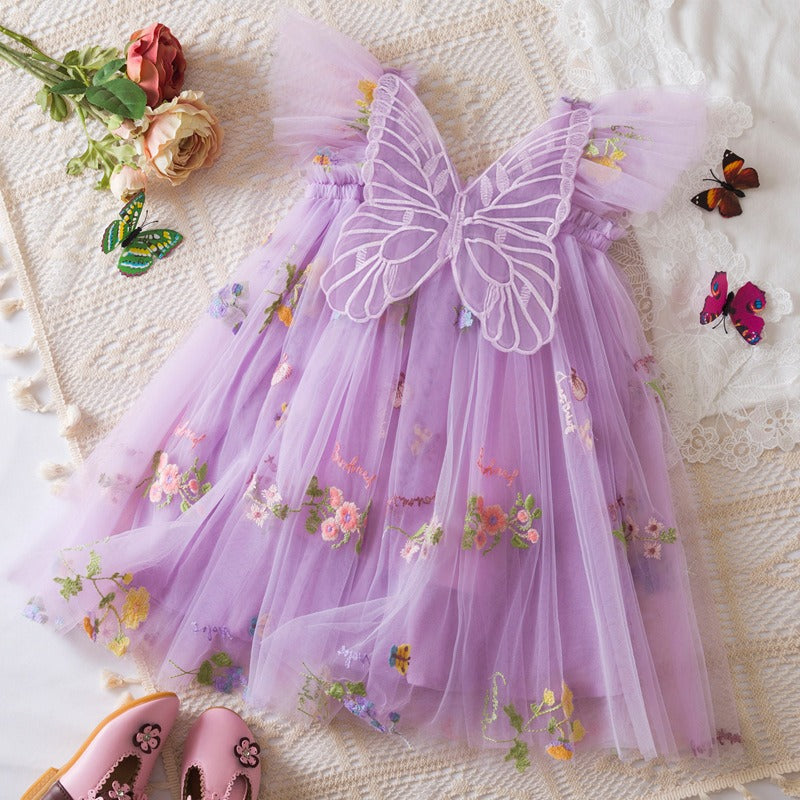 Flutter Wings Girls Elegant Cotton Blend Dress – Party and Casual Wear