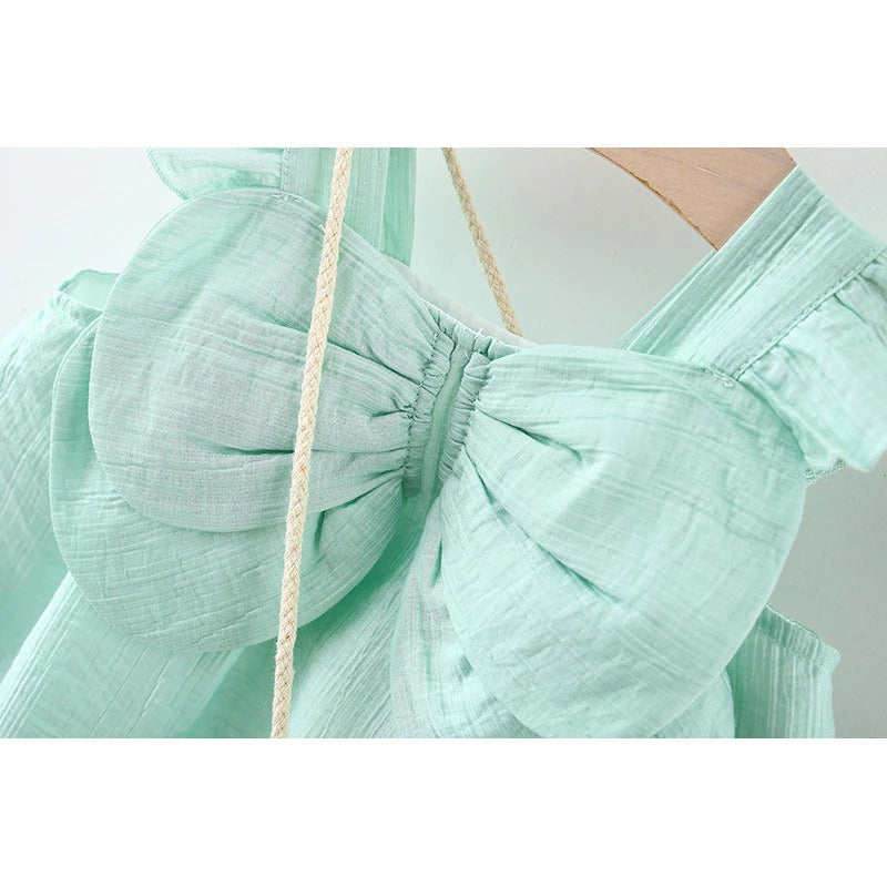 Fluttering Wings Girls Cotton Dress with Sling Bag – Stylish Casual and Party Wear
