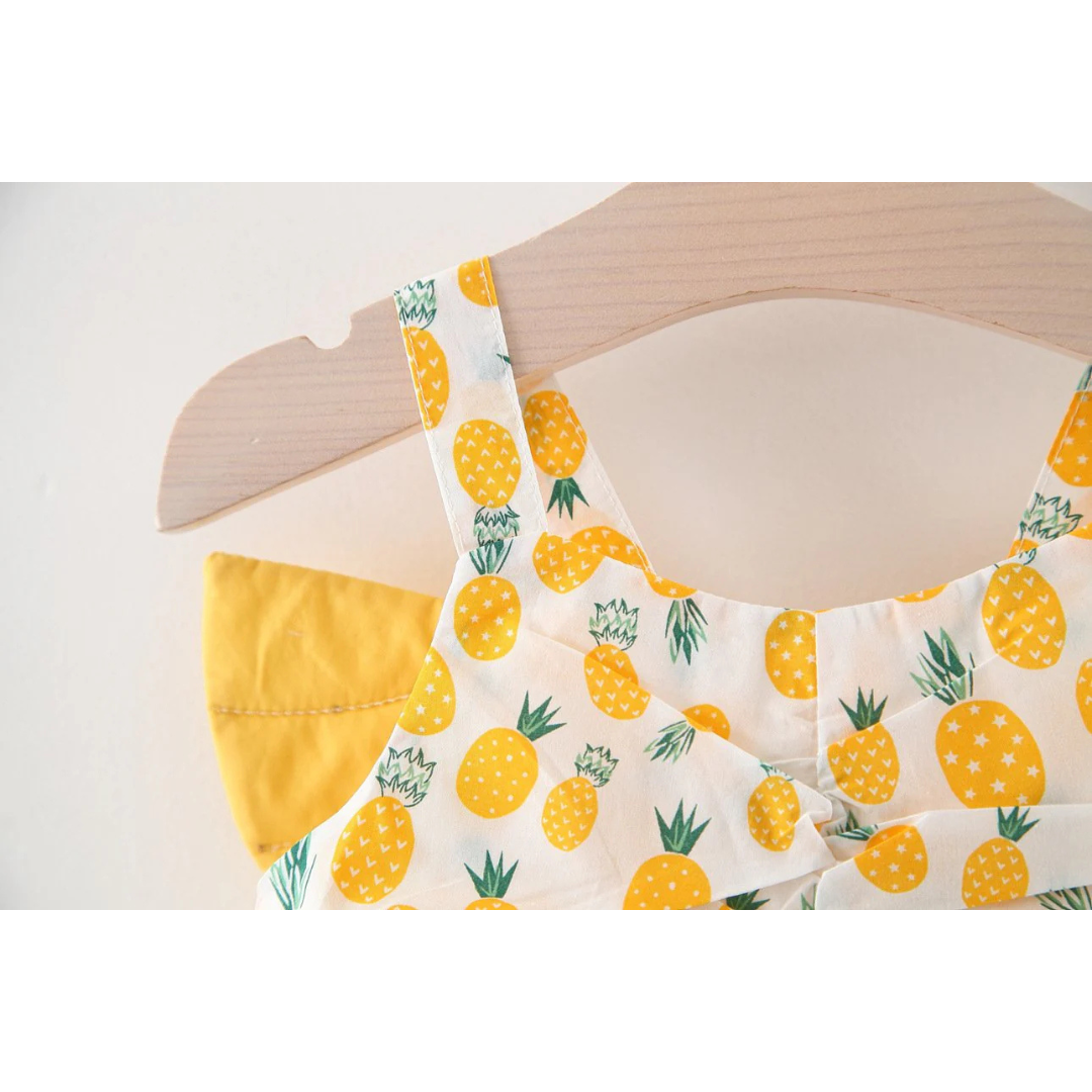 Pineapple Fairy Girls Dress – Soft Cotton Lined Summer Outfit