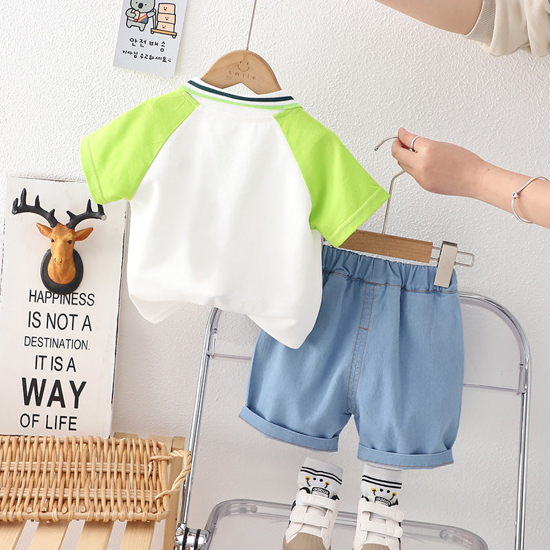 Funky 3D Crocodile Boys Clothing Set – Cotton T-Shirt and Shorts Outfit