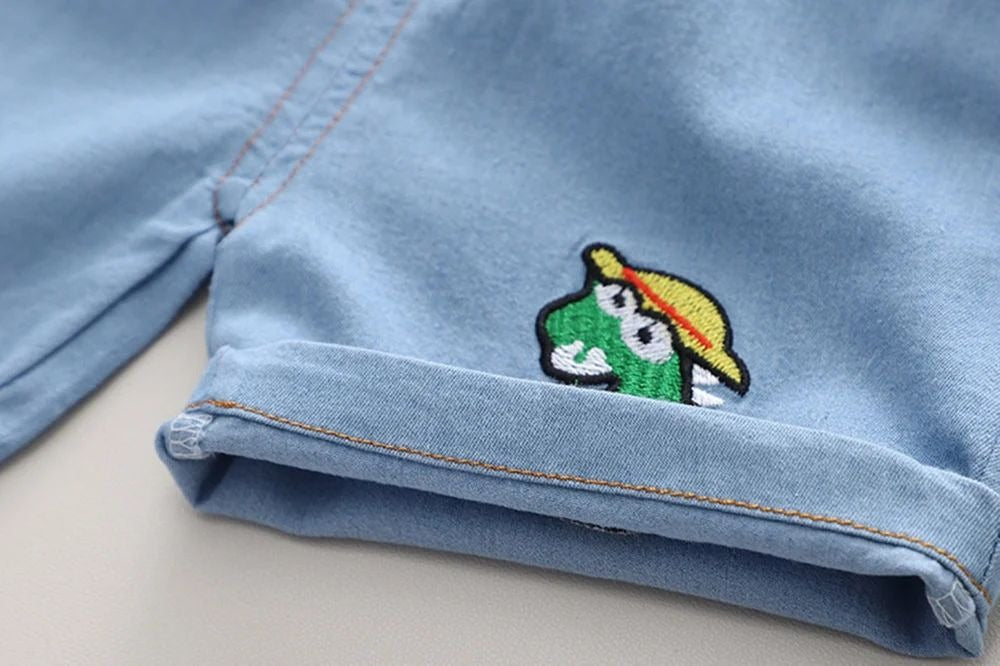 Funky 3D Crocodile Boys Clothing Set – Cotton T-Shirt and Shorts Outfit