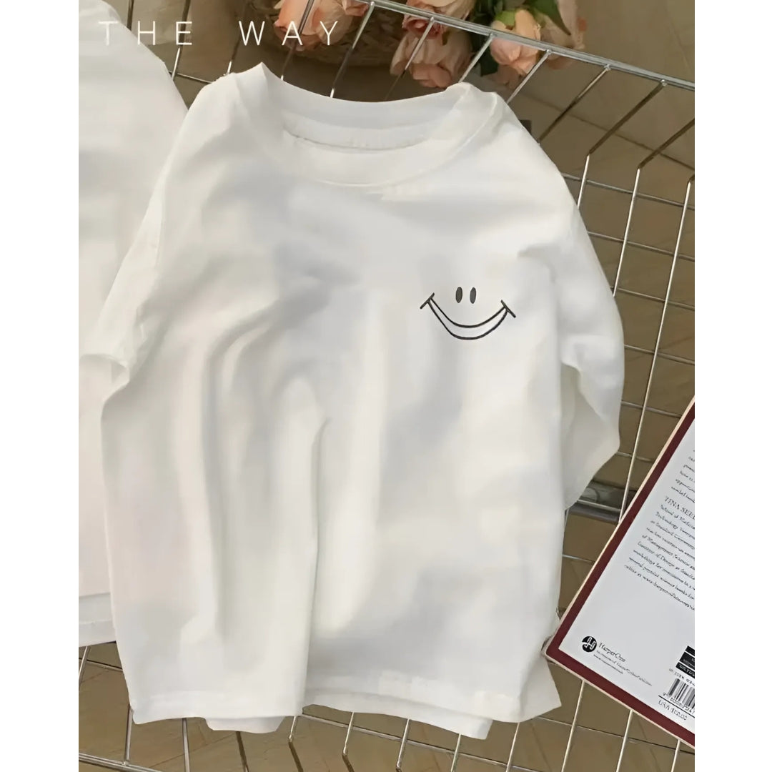 GenZ Happy Smile Solid Boys and Girls T-Shirt – Soft Cotton Blend Casual Top