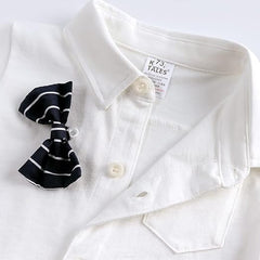 Gentleman Baby Boy White Romper with Bow Tie – Cotton One-Piece Outfit for Special Occasions