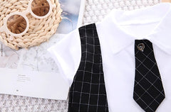 Gentleman Boys Party Set with Tie – Smart Cotton Blend Shirt and Shorts for Formal Events