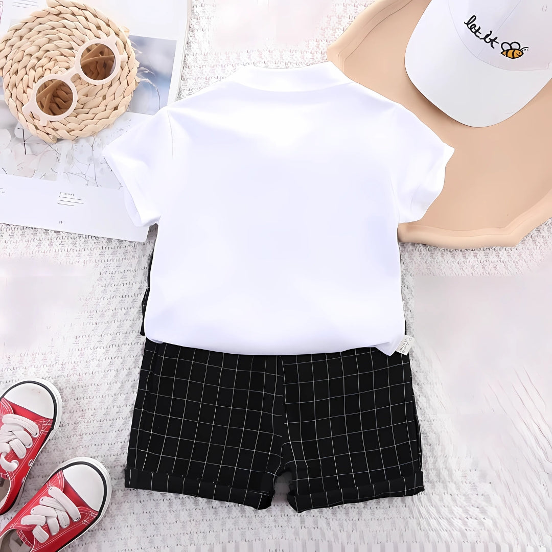 Gentleman Boys Party Set with Tie – Smart Cotton Blend Shirt and Shorts for Formal Events