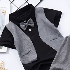 Gentleman Outfit Short Sleeve Boys Set – Smart Cotton Blend Shirt and Shorts for Special Occasions