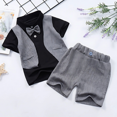 Gentleman Outfit Short Sleeve Boys Set – Smart Cotton Blend Shirt and Shorts for Special Occasions