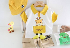 Boys Giraffe 3D Legs T-Shirt and Shorts Set – Fun Cotton Summer Outfit