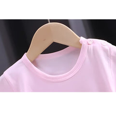 Girls Comfy Lounge T-Shirt and Shorts Set – Soft Casual Outfit for Toddlers and Kids