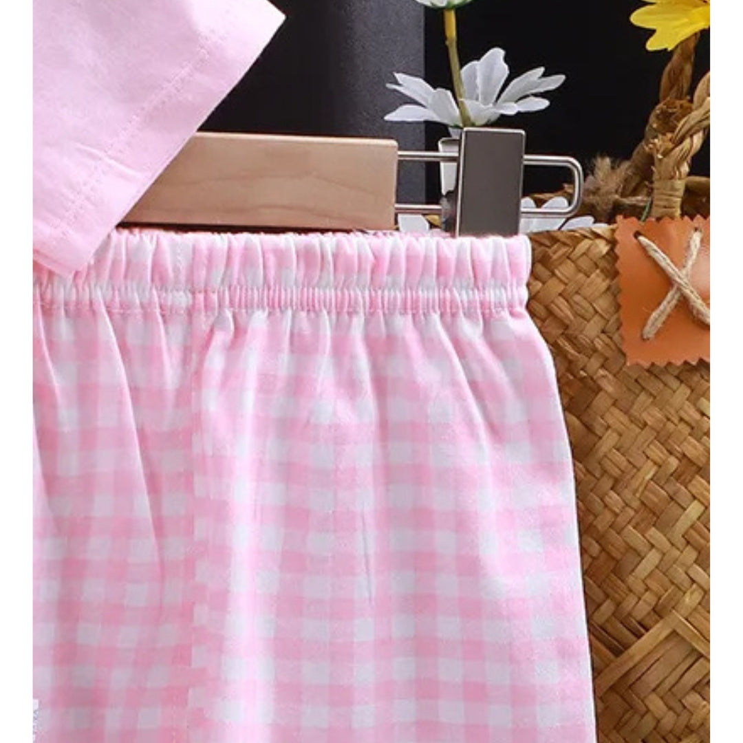 Girls Comfy Lounge T-Shirt and Shorts Set – Soft Casual Outfit for Toddlers and Kids