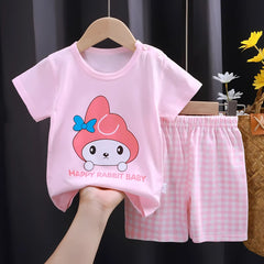 Girls Comfy Lounge T-Shirt and Shorts Set – Soft Casual Outfit for Toddlers and Kids