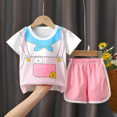 Girls Pink Cotton Lounge Set – Soft Two-Piece Outfit for Toddlers and Kids