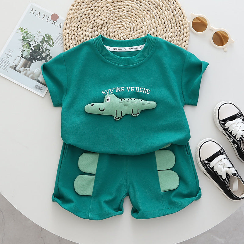 Green 3D Cool Boys Co-ord Set – Stylish Cotton Two-Piece Outfit