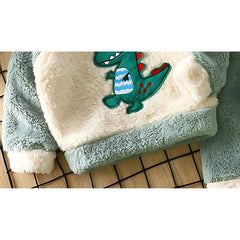 Green Dino Boys and Girls Plush Set – Cotton Blend Fleece Two-Piece Outfit