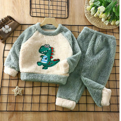 Green Dino Boys and Girls Plush Set – Cotton Blend Fleece Two-Piece Outfit