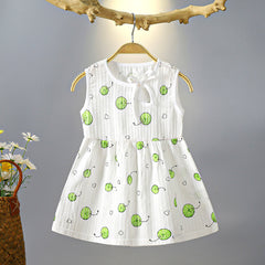 Green Lemon Cotton Blend Girls Dress – Lightweight Casual and Party Wear