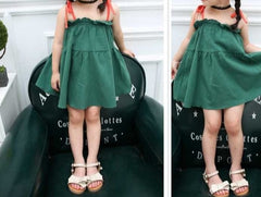 Green Tie Sleeves Cotton Girls Dress – Comfortable Casual and Party Wear
