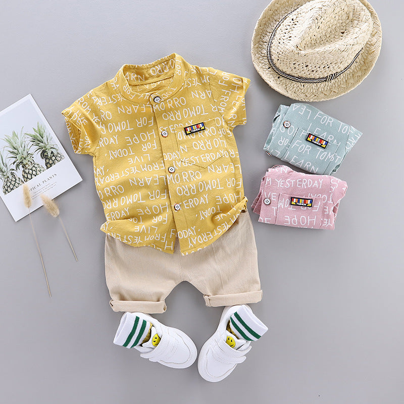 Words Printed Shirt & Shorts Set – Soft Cotton Kids Outfit for Play and Outings