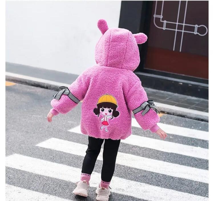 Little Girls Cute Back Hooded Zipper Cotton Blend Top – Stylish and Comfortable Outerwear