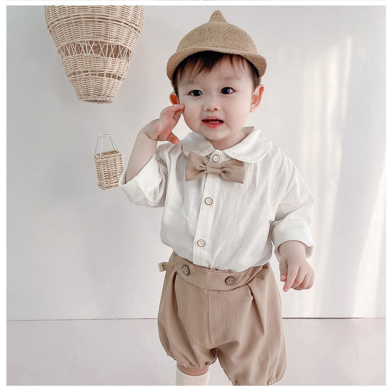 Handsome Baby Boys Shirt and Pant Set – Soft Cotton Two-Piece Outfit