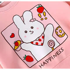 Happiness Girls Cotton Sweatshirt T-shirt – Casual Long Sleeve Top