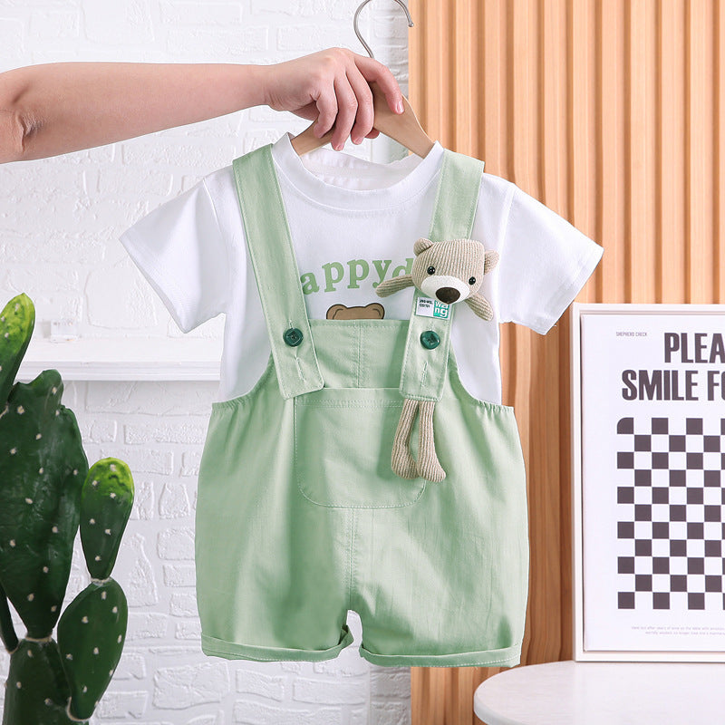Happy Day Bear Hanging Baby Jumpsuit – Unisex Cotton Romper for Boys and Girls