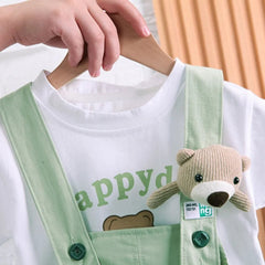 Happy Day Bear Hanging Baby Jumpsuit – Unisex Cotton Romper for Boys and Girls