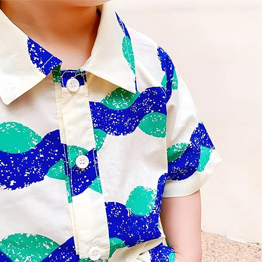 Hawaii Wave Boys Shirt and Shorts Set – Lightweight Acetate Fibre Summer Outfit
