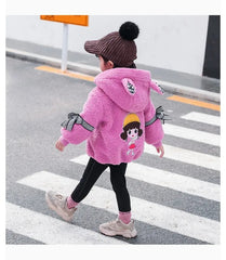 Little Girls Cute Back Hooded Zipper Cotton Blend Top – Stylish and Comfortable Outerwear
