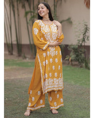 Chikankari Work Kurti Pant Set (Stitched)