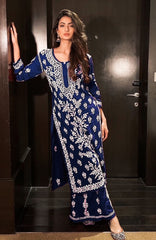 New Chikankari Exclusive Kurti_Pent Pair (Dark Blue) 16