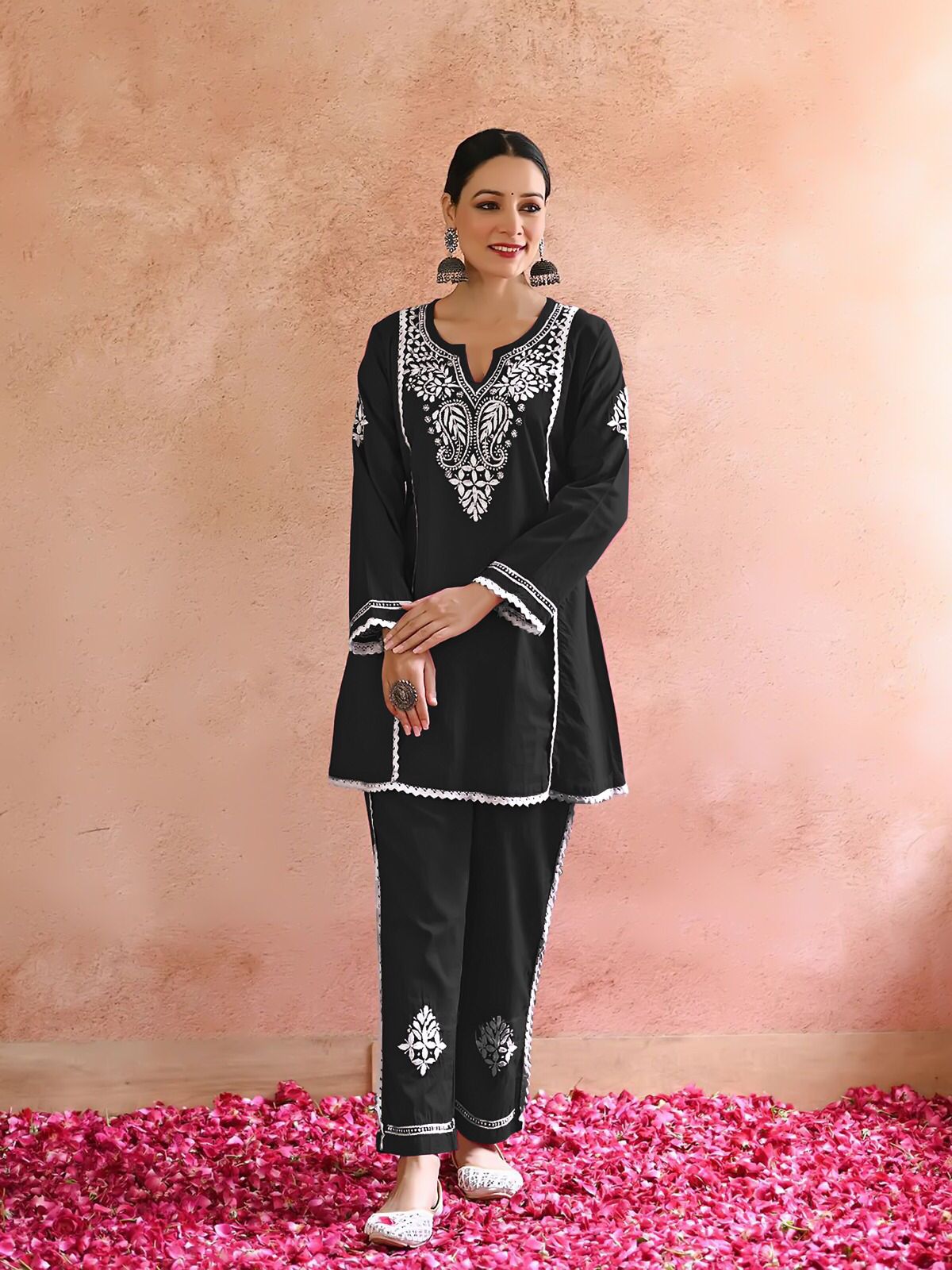New Chikankari Exclusive Kurti_Pent Pair (Black) 15