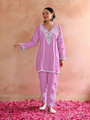 New Chikankari Exclusive Kurti_Pent Pair (Pink) 22
