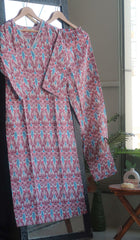 Slim Fit Ikat Suit Set in Chocolate Hue