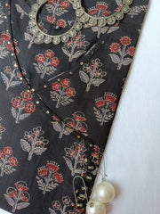 "Sameera" Black hand block printed cotton Kurta-S