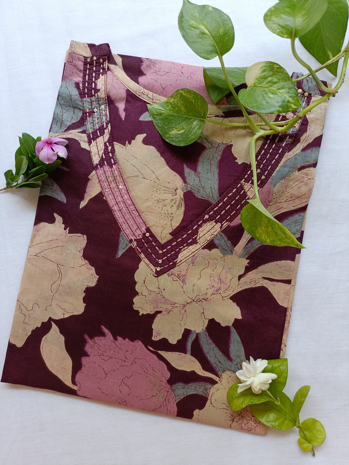 "Navya" Sanganeri hand block printed cotton Kurta