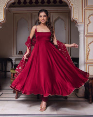 Heavy Faux Georgette Three-Piece Anarkali Suit – Fully Stitched Party & Festival Wear