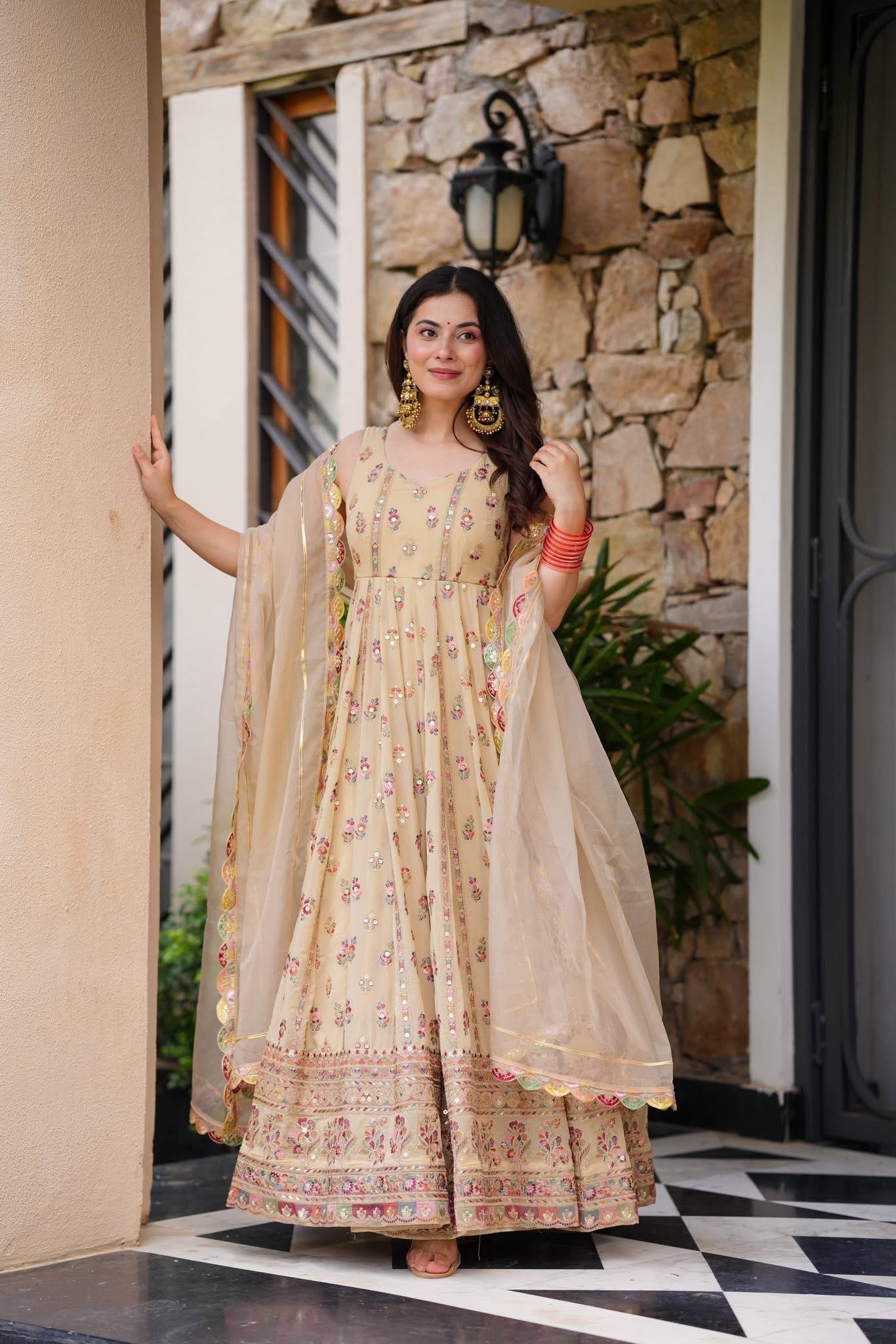 Elegant Faux Georgette Anarkali Suit Set