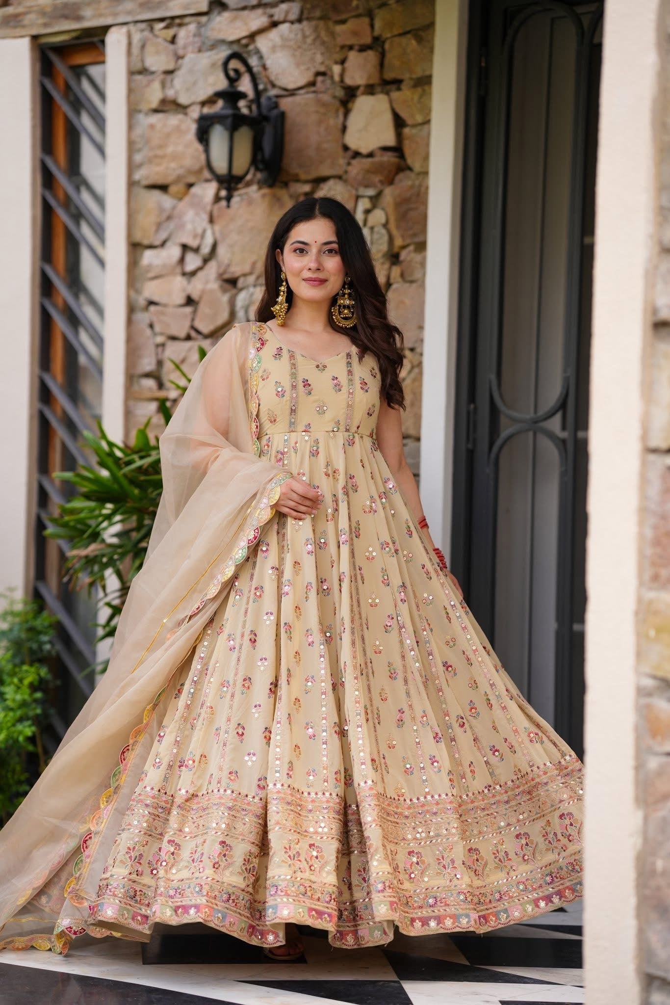 Elegant Faux Georgette Anarkali Suit Set