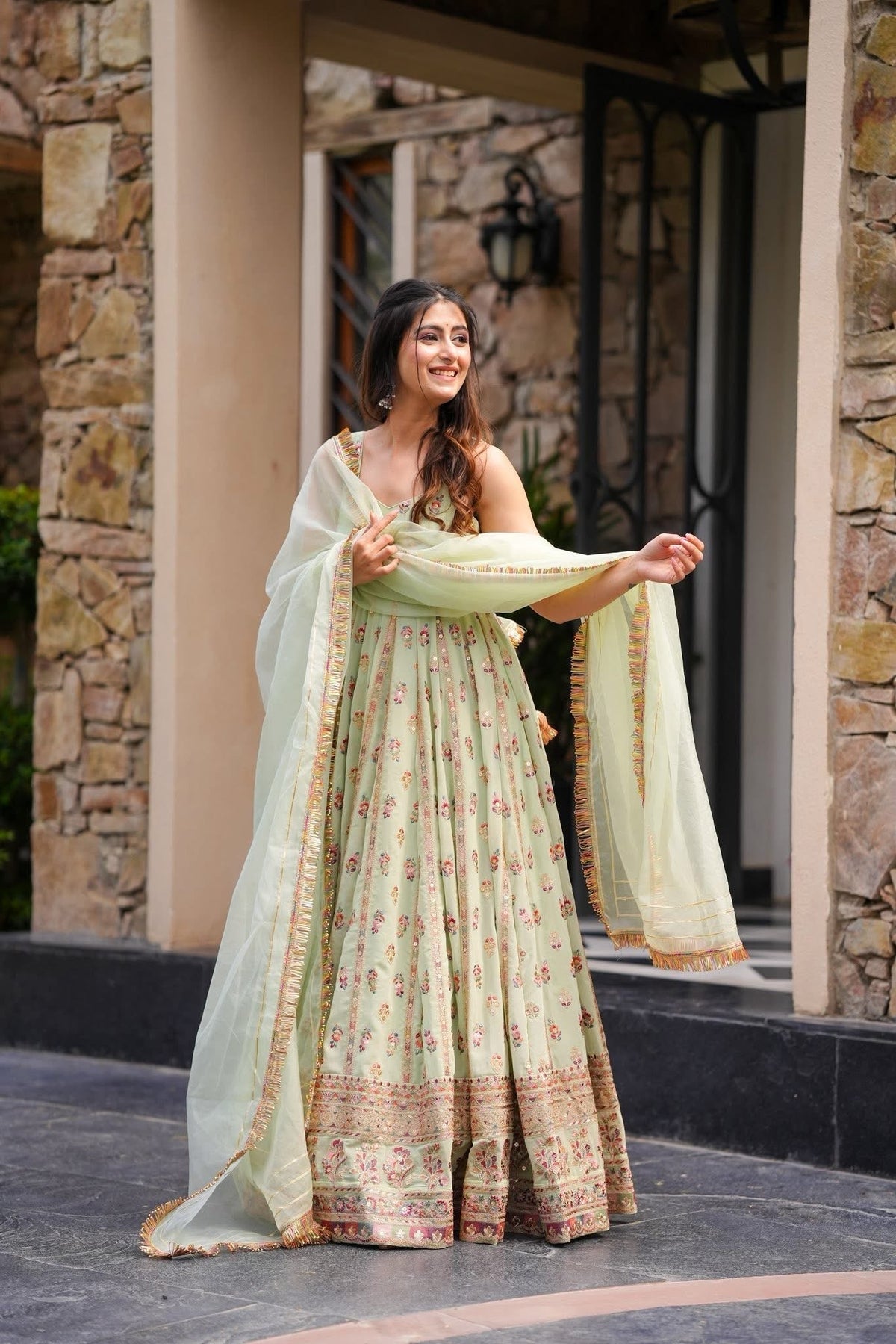Elegant Faux Georgette Anarkali Set