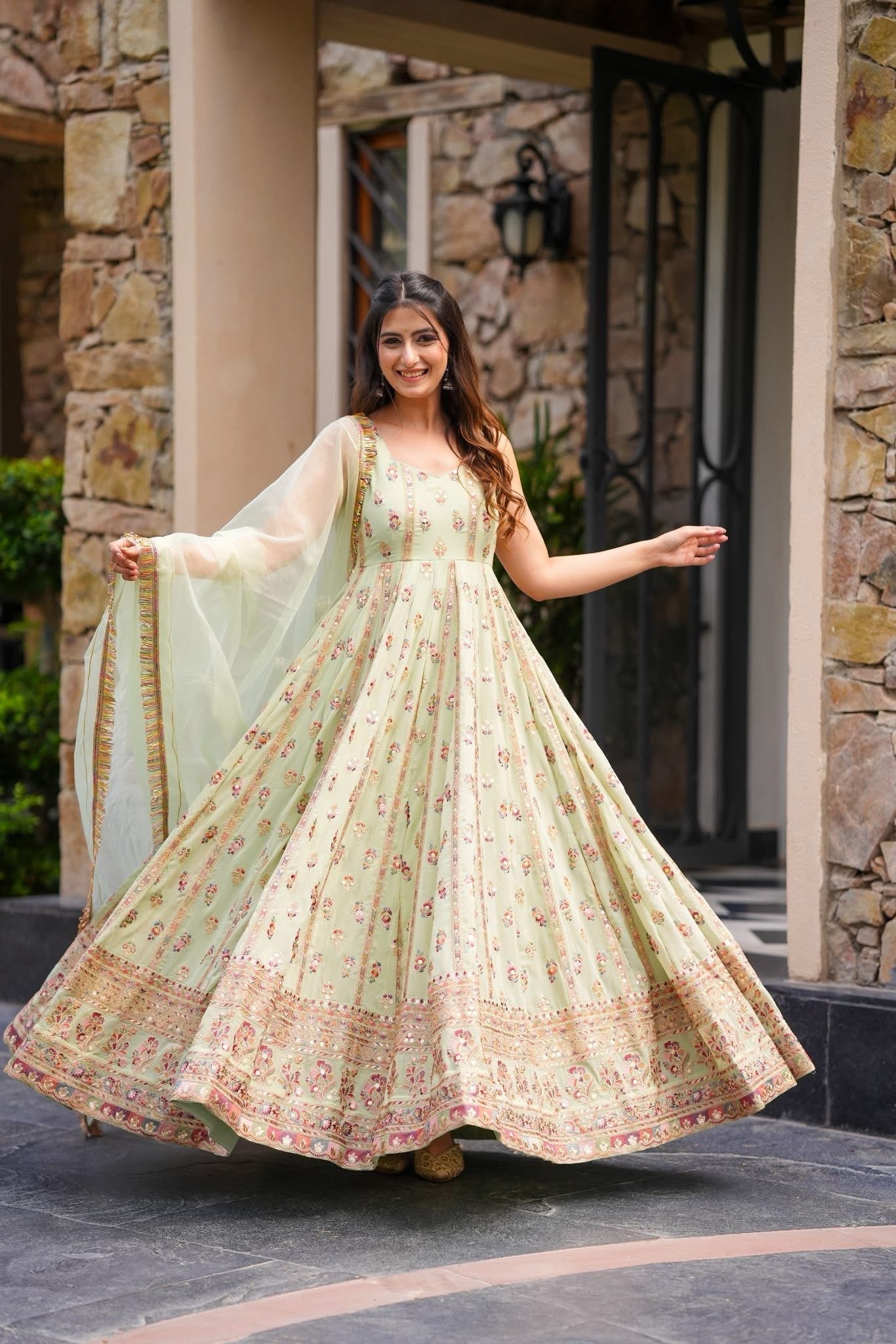 Elegant Faux Georgette Anarkali Set