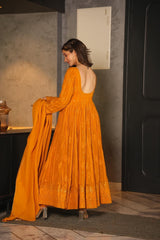 Georgette Embroidered Kurta Set with Cotton Pants & Dupatta | Stylish Ethnic Wear