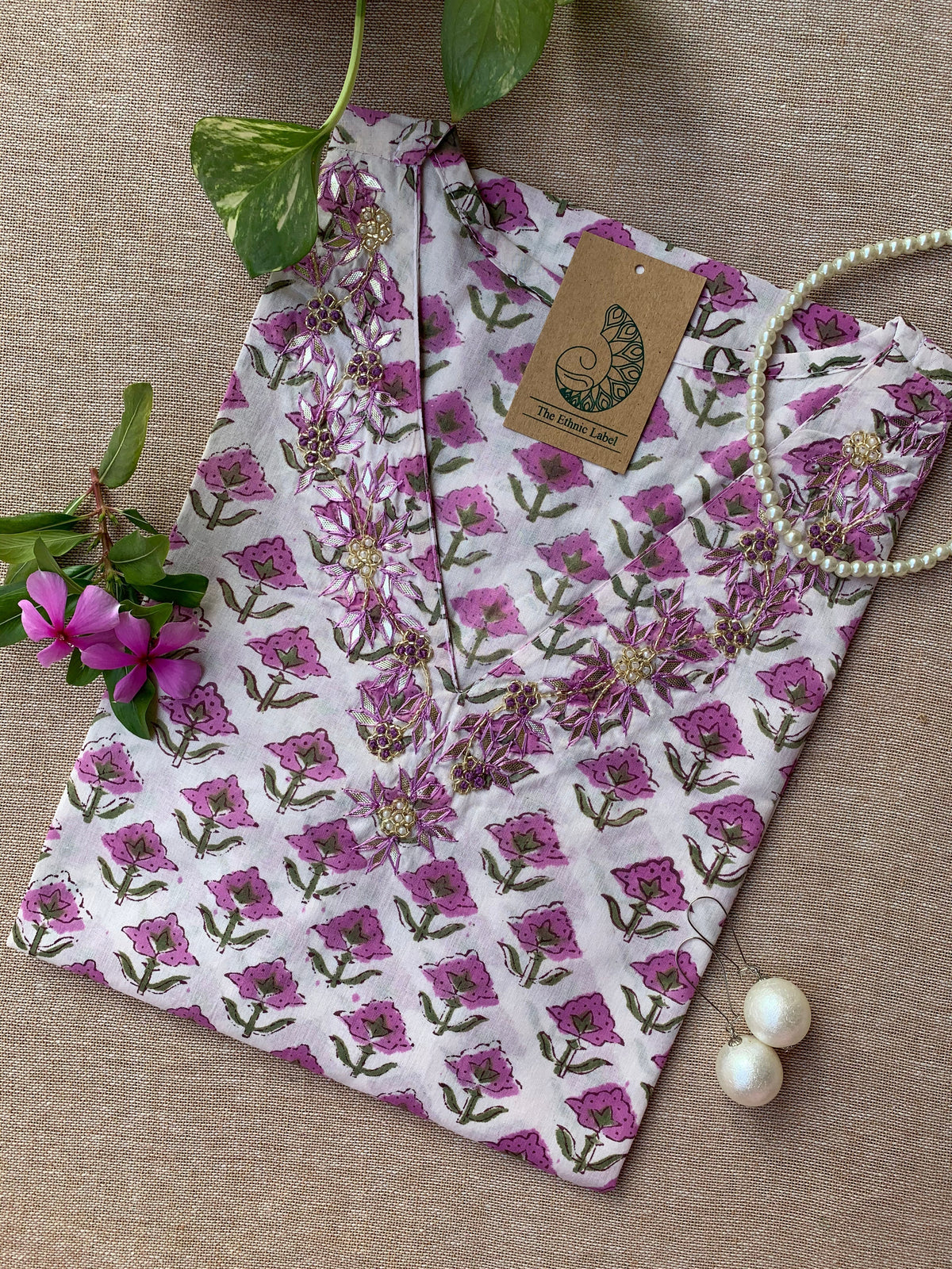 "Anmol" Hand Work Embellished Cotton kurta