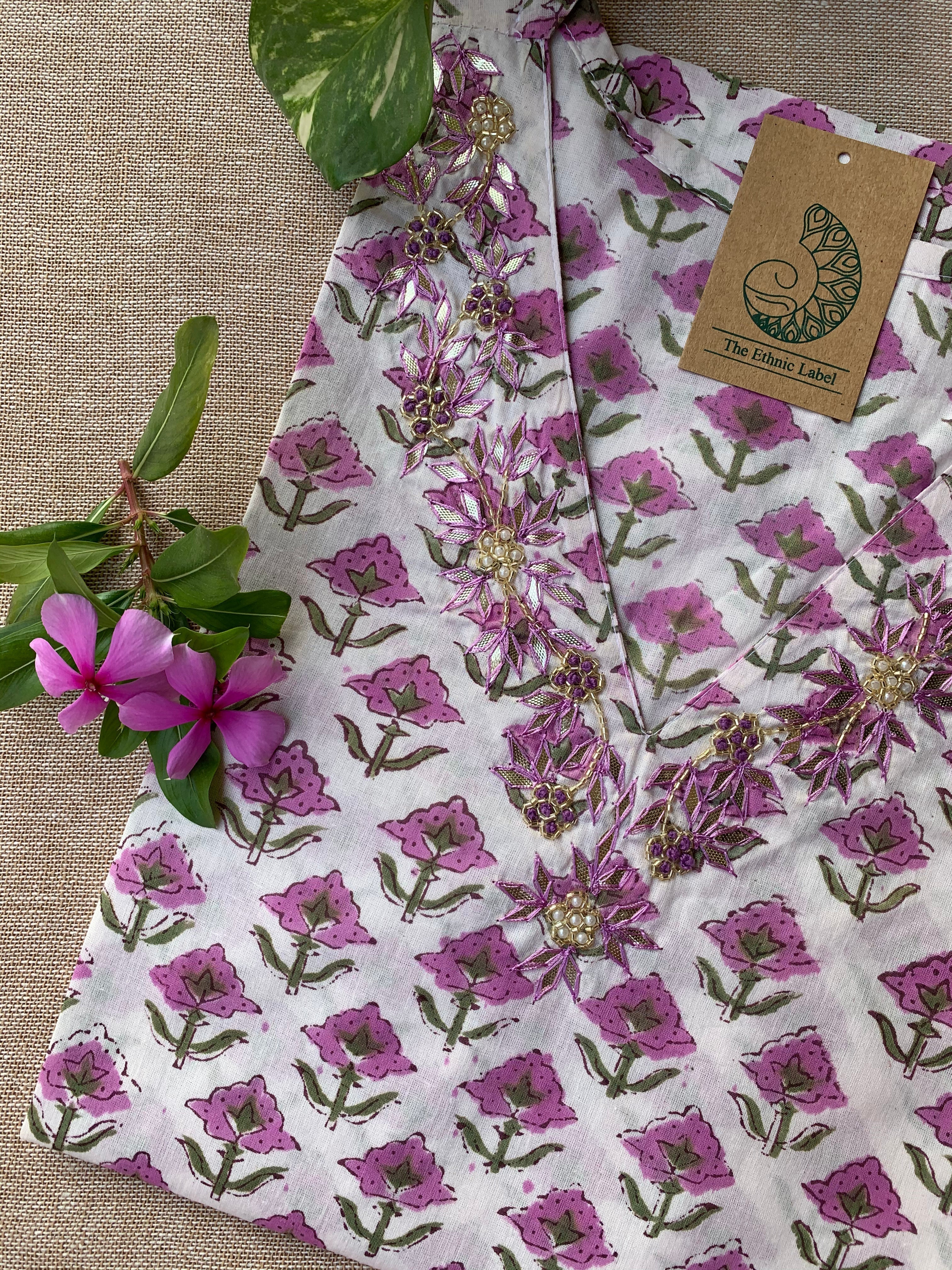 "Anmol" Hand Work Embellished Cotton kurta